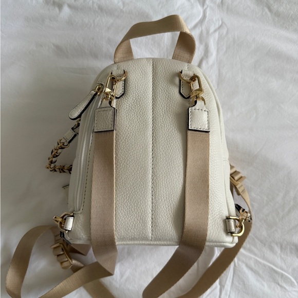 Michael Kors White and Gold Mini Leather Convertible Backpack main image 4